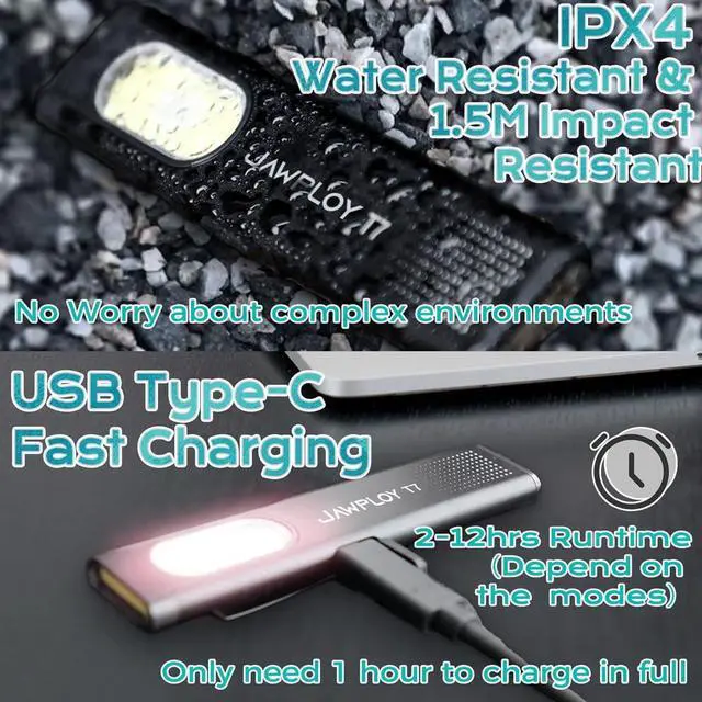 Alt view image 6 of 7 - Pocket Flashlight Rechargeable EDC Flashlight, 675LM, Dual Light Source with 7 Modes/Red & Blue Strobe, Clip-on Light, IPX4 Magnetic LED Flashlight for Emergency, Signaling/Cycling/Outdoor