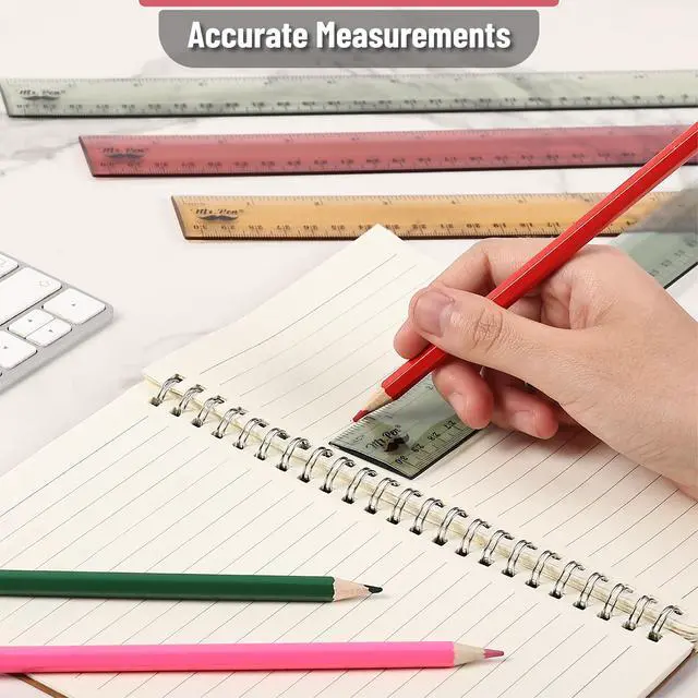 Alt view image 6 of 7 - Ruler, 12 inch Ruler, 6 Pack, Vintage Colors, Clear Rulers 12 Inch