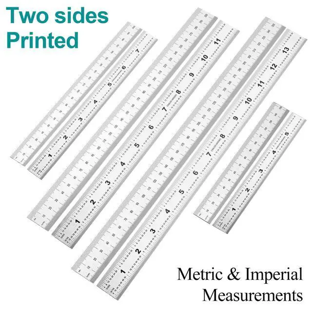 Alt view image 2 of 7 - Machinist Ruler - Metal Rulers Pack of 4, 6/8/12/14 Inch Metric MM Ruler, Stainless Steel