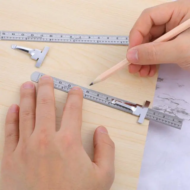 Alt view image 4 of 7 - 3 PCS Machinist Ruler, 6 Inch 15 Cm Pocket Ruler Flexible Precision Stainless Steel Ruler with Detachable Clips Imperial & Metric Graduations Steel Ruler Slide Rule for Engineering, School, Office