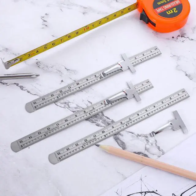 Alt view image 7 of 7 - 3 PCS Machinist Ruler, 6 Inch 15 Cm Pocket Ruler Flexible Precision Stainless Steel Ruler with Detachable Clips Imperial & Metric Graduations Steel Ruler Slide Rule for Engineering, School, Office