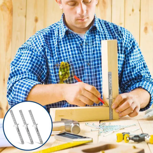 Alt view image 6 of 7 - 3 PCS Machinist Ruler, 6 Inch 15 Cm Pocket Ruler Flexible Precision Stainless Steel Ruler with Detachable Clips Imperial & Metric Graduations Steel Ruler Slide Rule for Engineering, School, Office
