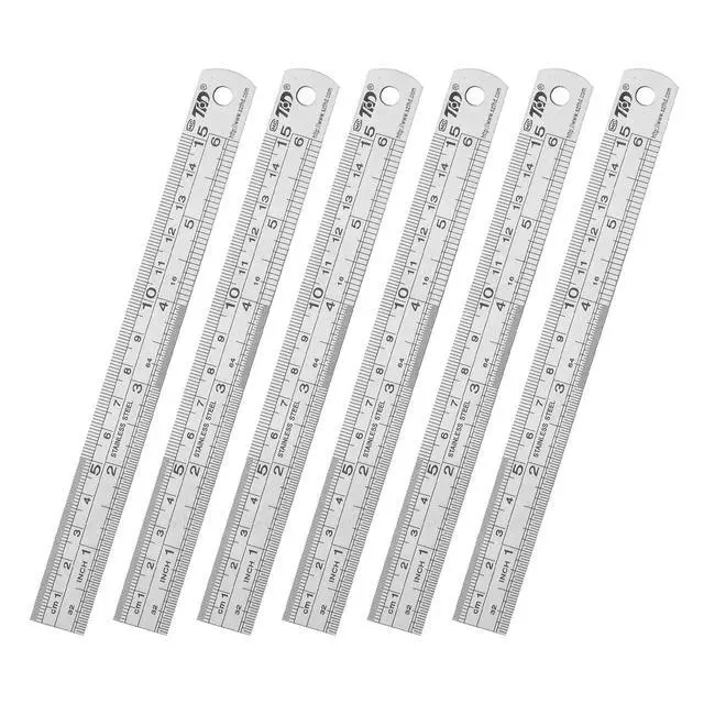 Main image of Metal Ruler 6 Inches Stainless Steel 6 Pack