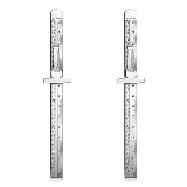 Main image of 2 PCS 6 Inch 15 cm Flexible Precision Stainless Steel Machinist Ruler with Detachable Clips, Small Slide Dual Pocket Ruler Scale Gauge Metric British System for School Office Engineering