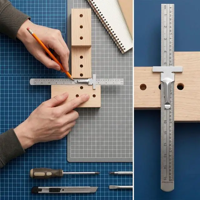 Alt view image 6 of 7 - 2 PCS 6 Inch 15 cm Flexible Precision Stainless Steel Machinist Ruler with Detachable Clips, Small Slide Dual Pocket Ruler Scale Gauge Metric British System for School Office Engineering