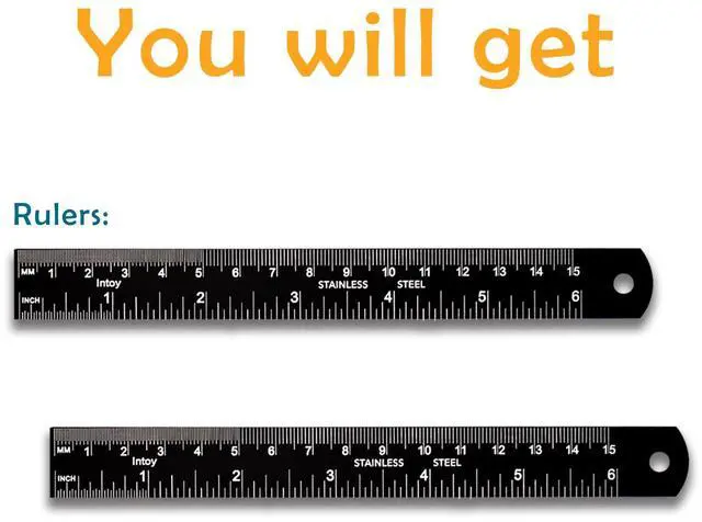 Alt view image 2 of 7 - Metal Ruler, 6 Inch Stainless Steel Straight Edge with Metric Measurement, 2 Pack, 15 Centimeters Straight Edge Ruler with Inch to MM Conversion Table for Students, Machinist and Drafting