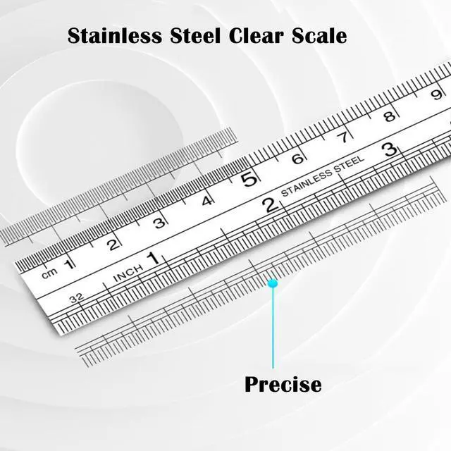 Alt view image 4 of 7 - Steel Rulers 6 8 12 16 inch Imperial Metric Systems Thick Metal Deeper Clear Scale School Students Drafting Architect Carpenter Engineer Measuring Tool