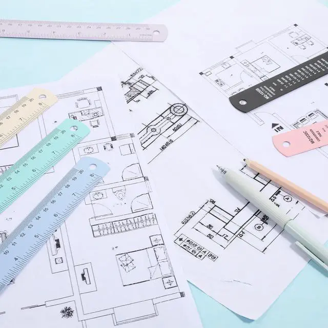 Alt view image 7 of 7 - 6 Pcs Metal Ruler 12 Inch and 6 Inch Stainless Steel Ruler Kit Colorful Metal Rule Kit with Millimeters, Centimeters, Inches and Conversion Table Metric Rule Set for Office, Easy to Read
