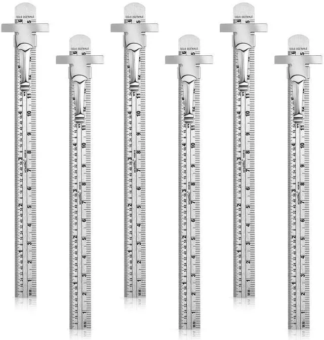 Main image of 6 Pcs Pocket Ruler with Detachable Clips, Precision Pocket Ruler, Metric Ruler, Stainless Steel Scale Machinist Ruler, Imperial Metric Scale Ruler for School Office Architect Engineer6 Inch 15 cm