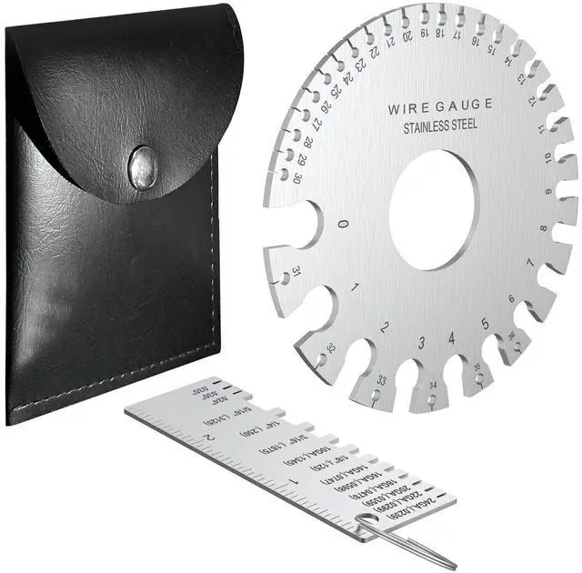 Main image of Professional Wire Gauge Measuring Tool, Metal Gauge Thickness Tool, Stainless Steel Metal Sheets Thickness Gauge & Dual-Sided Round Metal Sheet Gauge(Set of 2)