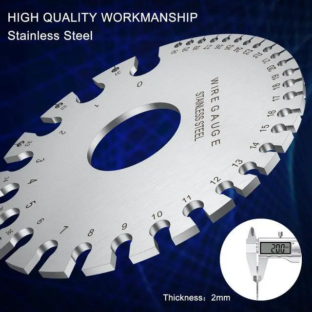 Alt view image 5 of 7 - Professional Wire Gauge Measuring Tool, Metal Gauge Thickness Tool, Stainless Steel Metal Sheets Thickness Gauge & Dual-Sided Round Metal Sheet Gauge(Set of 2)