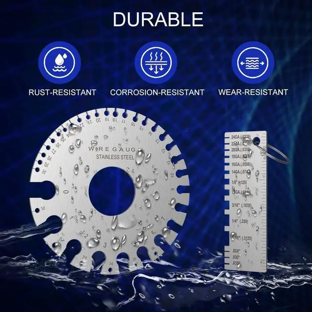 Alt view image 6 of 7 - Professional Wire Gauge Measuring Tool, Metal Gauge Thickness Tool, Stainless Steel Metal Sheets Thickness Gauge & Dual-Sided Round Metal Sheet Gauge(Set of 2)