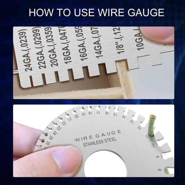 Alt view image 7 of 7 - Professional Wire Gauge Measuring Tool, Metal Gauge Thickness Tool, Stainless Steel Metal Sheets Thickness Gauge & Dual-Sided Round Metal Sheet Gauge(Set of 2)