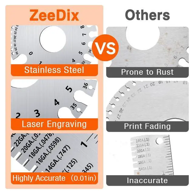 Alt view image 5 of 7 - Standard Dual-Sided Round Wire Cable Sheet Gage- Stainless Steel Metal Wire Gage Measurement Tool Wire Measuring Ruler Diameter Tool