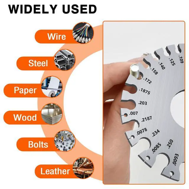 Alt view image 7 of 7 - Standard Dual-Sided Round Wire Cable Sheet Gage- Stainless Steel Metal Wire Gage Measurement Tool Wire Measuring Ruler Diameter Tool
