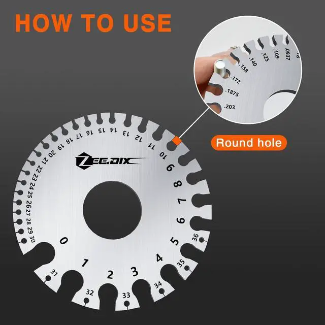 Alt view image 6 of 7 - Standard Dual-Sided Round Wire Cable Sheet Gage- Stainless Steel Metal Wire Gage Measurement Tool Wire Measuring Ruler Diameter Tool