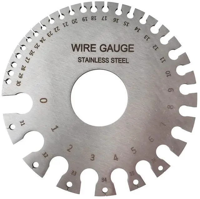 Main image of Round Dual Sided Metal Wire Guage Thickness Gauge, Stainless Steel Standard Wire Gauge Measurement Tool