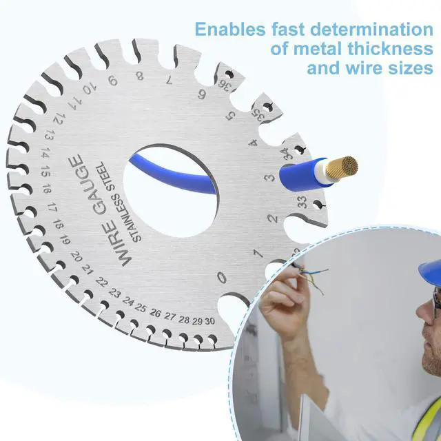 Alt view image 4 of 7 - 2Pcs Metal Gauge Thickness Tool, Wire Gauges Size for Welding, Highly Accurate Wire Gauge Measuring, Standard Dual-Sided Round Wire Sheet Gage and Thickness Gauge for Wire Welding