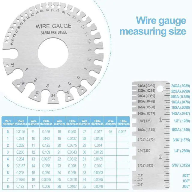 Alt view image 5 of 7 - 2Pcs Metal Gauge Thickness Tool, Wire Gauges Size for Welding, Highly Accurate Wire Gauge Measuring, Standard Dual-Sided Round Wire Sheet Gage and Thickness Gauge for Wire Welding