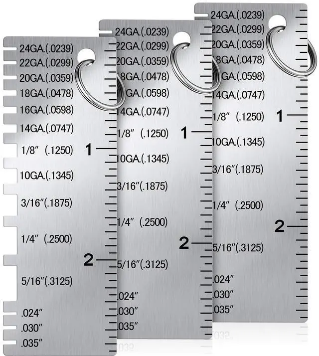 Main image of 3 Pcs Metal/Wire Sheet Thickness Gauge Tool Portable Stainless Steel Welding One Sided Material Thickness Gauge Plated Size Inspection Tool