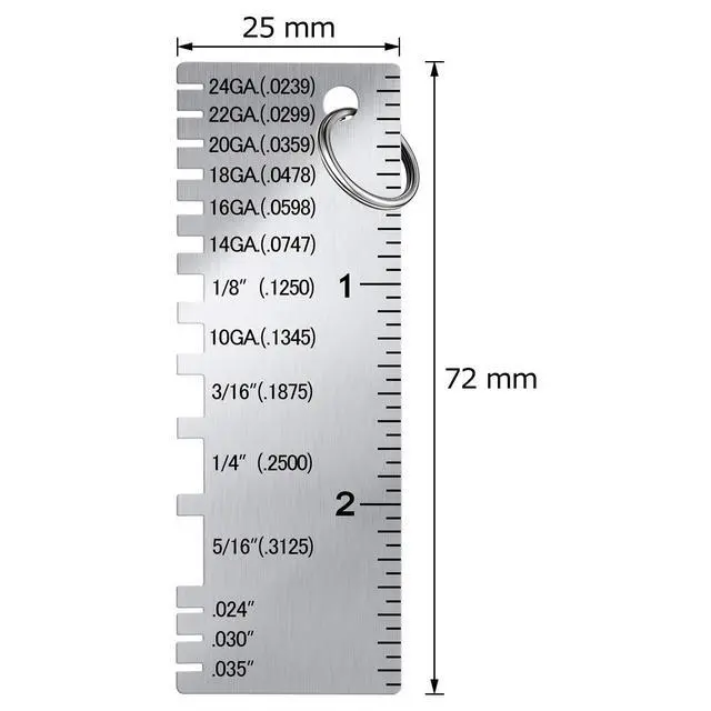 Alt view image 3 of 6 - 3 Pcs Metal/Wire Sheet Thickness Gauge Tool Portable Stainless Steel Welding One Sided Material Thickness Gauge Plated Size Inspection Tool