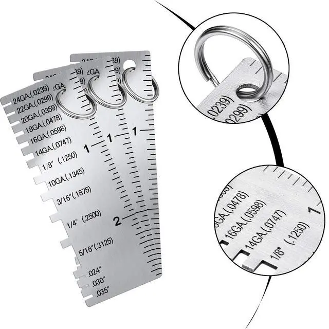 Alt view image 4 of 6 - 3 Pcs Metal/Wire Sheet Thickness Gauge Tool Portable Stainless Steel Welding One Sided Material Thickness Gauge Plated Size Inspection Tool