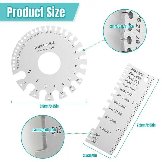 Alt view image 5 of 7 - Wire Gauge Measuring Tool & Metal Plate Thickness Gauge Tool