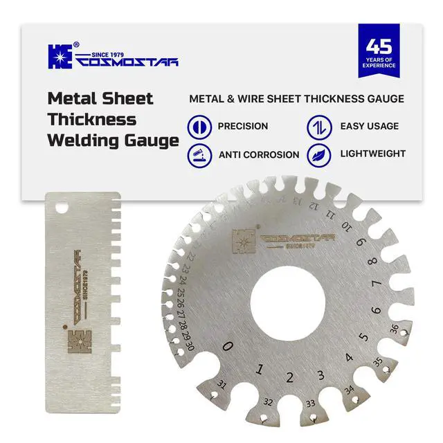 Alt view image 2 of 7 - 2 Pcs Stainless Steel Welding Gauge Set Wire & Metal Sheet Thickness Gauge, 25-3,000 um Wet Film Comb + Dual-Sided Round Wire Cable Gauge for Welding Material & Sheet Measurement