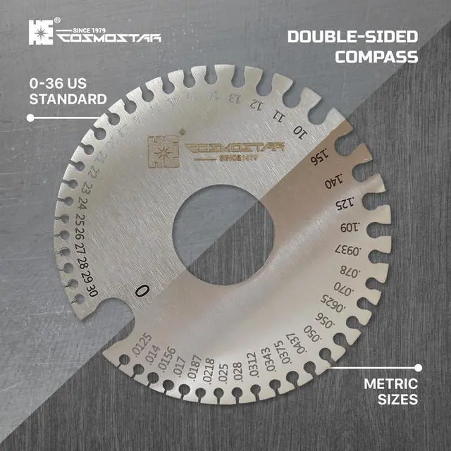 Alt view image 6 of 7 - 2 Pcs Stainless Steel Welding Gauge Set Wire & Metal Sheet Thickness Gauge, 25-3,000 um Wet Film Comb + Dual-Sided Round Wire Cable Gauge for Welding Material & Sheet Measurement