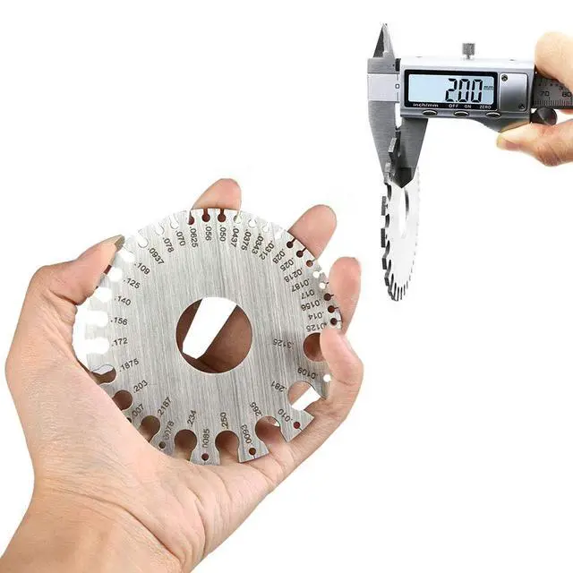 Alt view image 4 of 7 - 2 Pack Stainless Steel Welding Gauge, Metal Welding Gage Plated Size Inspection Tool, Wire Sizes Thickness Gauge + Round Dual-Sided Wire Cable Sheet Gage Standard Thickness Metal Gauge