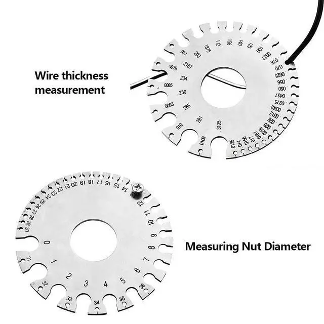 Alt view image 6 of 7 - 2 Pack Stainless Steel Welding Gauge, Metal Welding Gage Plated Size Inspection Tool, Wire Sizes Thickness Gauge + Round Dual-Sided Wire Cable Sheet Gage Standard Thickness Metal Gauge
