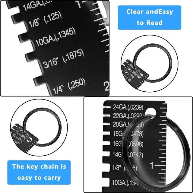 Alt view image 3 of 7 - 4 Pieces Double Sided Wire Metal Sheet Thickness Gauge Wire Measurement Tool Portable Metal Gauge Thickness Tool Double Sided Plated Size Inspection Tool Accessories, Black