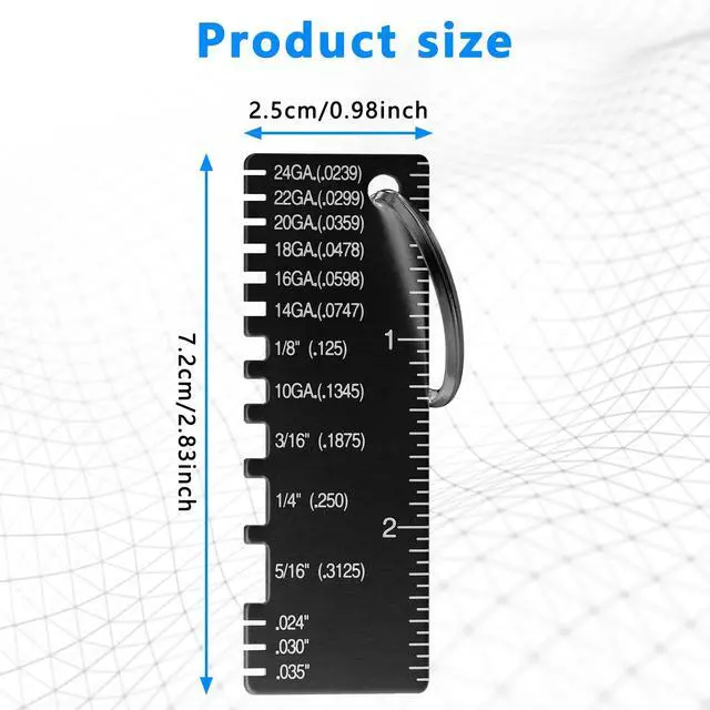 Alt view image 2 of 7 - 4 Pieces Double Sided Wire Metal Sheet Thickness Gauge Wire Measurement Tool Portable Metal Gauge Thickness Tool Double Sided Plated Size Inspection Tool Accessories, Black