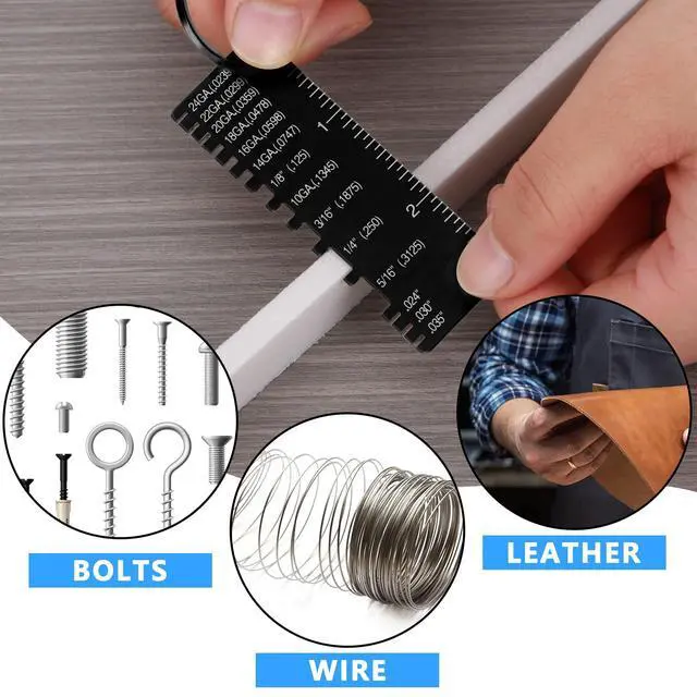 Alt view image 6 of 7 - 4 Pieces Double Sided Wire Metal Sheet Thickness Gauge Wire Measurement Tool Portable Metal Gauge Thickness Tool Double Sided Plated Size Inspection Tool Accessories, Black