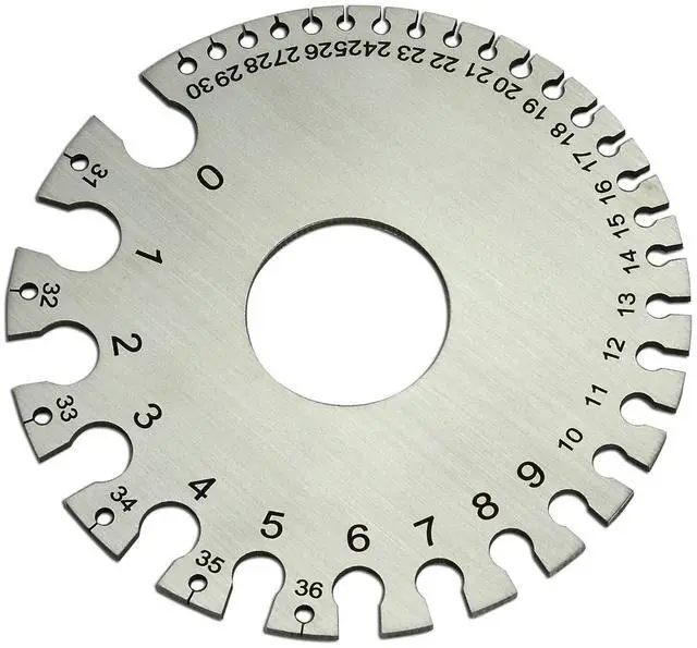 Main image of Round Cable Thread Sheet Stainless Steel Wire Gage Welding Gauge for Measuring Paper Leather Wood Thickness and Hardware Wire Diameters
