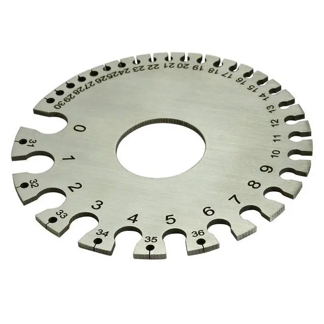 Alt view image 2 of 5 - Round Cable Thread Sheet Stainless Steel Wire Gage Welding Gauge for Measuring Paper Leather Wood Thickness and Hardware Wire Diameters