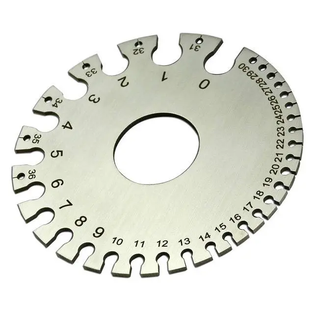 Alt view image 3 of 5 - Round Cable Thread Sheet Stainless Steel Wire Gage Welding Gauge for Measuring Paper Leather Wood Thickness and Hardware Wire Diameters