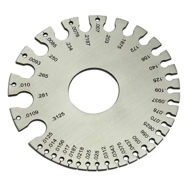 Alt view image 4 of 5 - Round Cable Thread Sheet Stainless Steel Wire Gage Welding Gauge for Measuring Paper Leather Wood Thickness and Hardware Wire Diameters