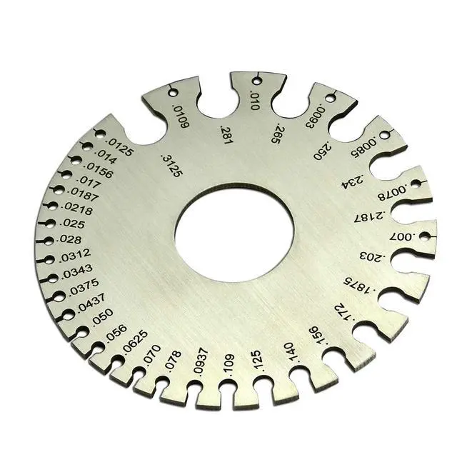 Alt view image 5 of 5 - Round Cable Thread Sheet Stainless Steel Wire Gage Welding Gauge for Measuring Paper Leather Wood Thickness and Hardware Wire Diameters