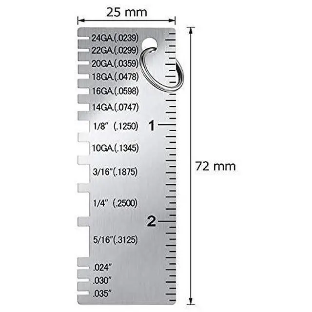 Alt view image 2 of 6 - 1 Pcs Wire/Metal Sheet Thickness Gauge Metal Tool Welding Accessories Portable Stainless Steel One Sided Material Thickness Gauge Plated Size Inspection Tool
