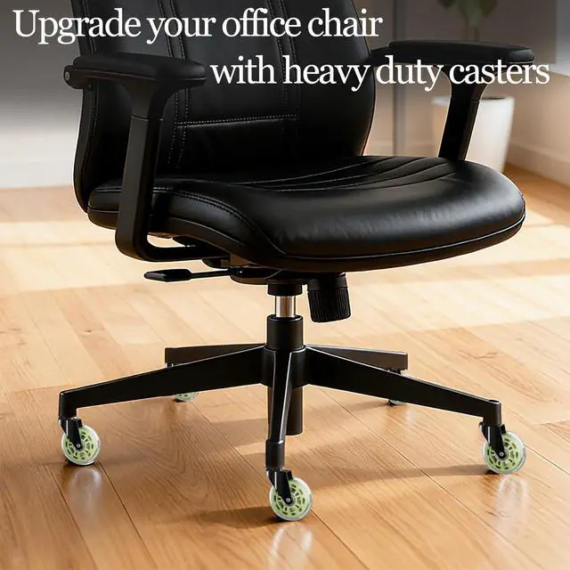 Alt view image 2 of 7 - Green Office Chair Wheels 3" Roller Blade Rubber Chair Casters Replacement, Heavy Duty Quiet No Scratch Gaming Chair Wheel for Hardwood Floor Carpet, Set of 5, 11mm Universal Fit/Not for 1KEA