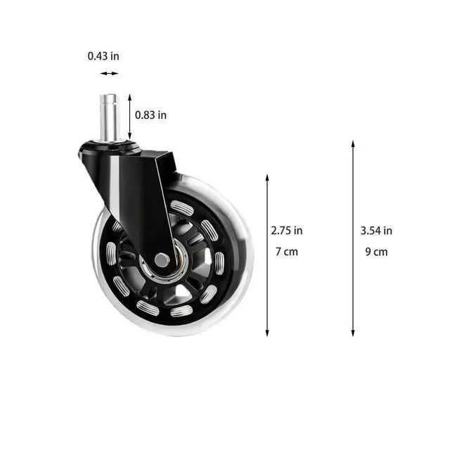 Alt view image 5 of 7 - Wheels for Office Salon Chair Replacement Universal Fit 3 Inch Casters Heavy-Duty, Fits 98% Chair for All Floor (5)