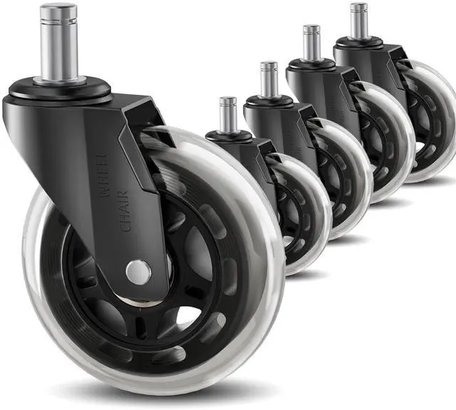 Main image of Office Chair Wheels 3" Inch Roller Blade Rubber Chair Casters Replacement, Heavy Duty Quiet No Scratch Gaming Chair Wheel for Hardwood Floor Carpet, Set of 5, 11mm Universal Fit/Not Fit 1KEA