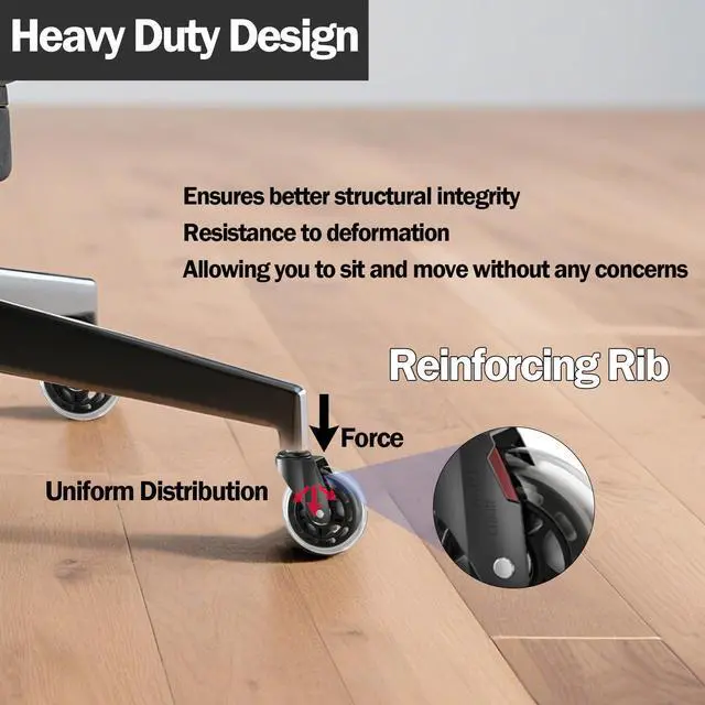 Alt view image 5 of 7 - Office Chair Wheels 3" Inch Roller Blade Rubber Chair Casters Replacement, Heavy Duty Quiet No Scratch Gaming Chair Wheel for Hardwood Floor Carpet, Set of 5, 11mm Universal Fit/Not Fit 1KEA