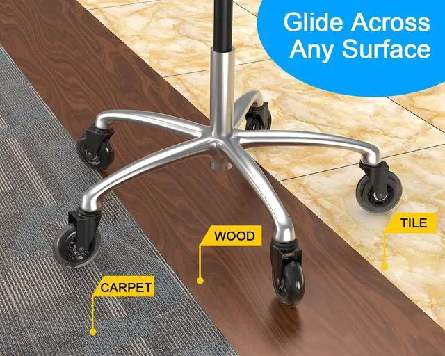 Alt view image 3 of 7 - 3" Office Chair Caster Wheels Standard Stem 7/16" Mute Rolling