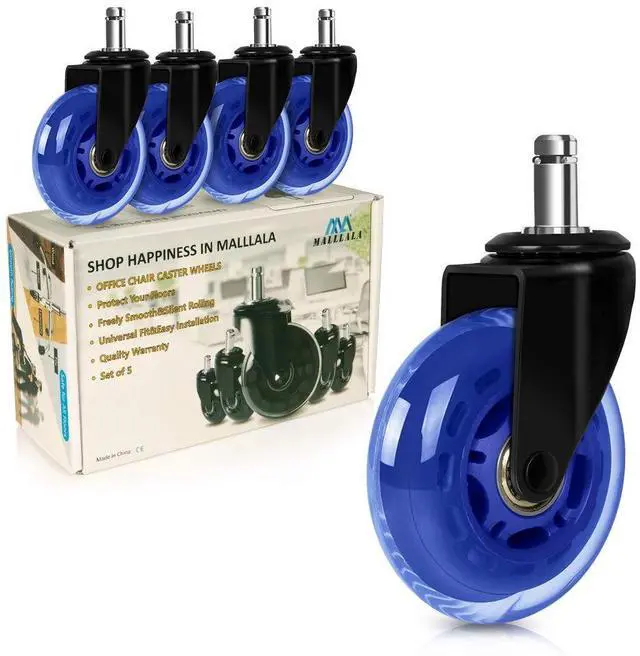 Main image of 3" Office Chair Caster Wheels Standard Stem 7/16" Mute Rolling