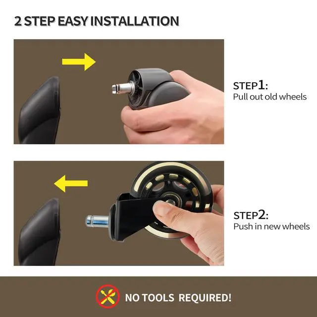 Alt view image 5 of 7 - Office Chair Wheels,3 Inch Rubber Caster Wheels Replacement
