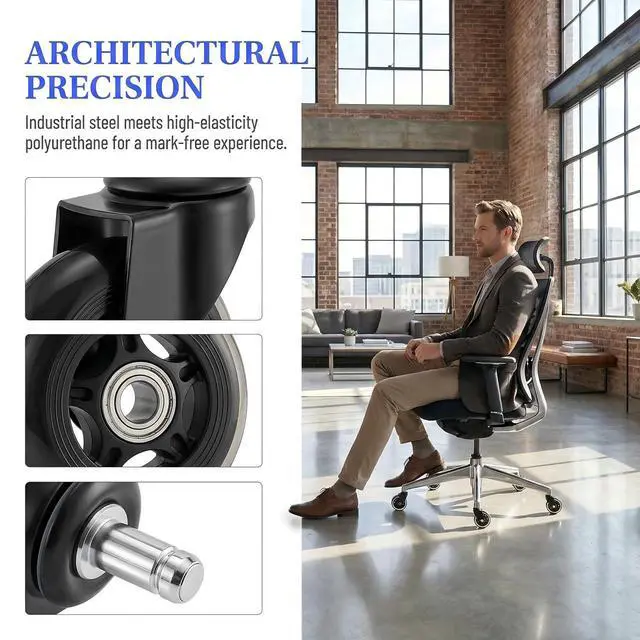 Alt view image 7 of 7 - Office Chair Wheels,3 Inch Rubber Caster Wheels Replacement