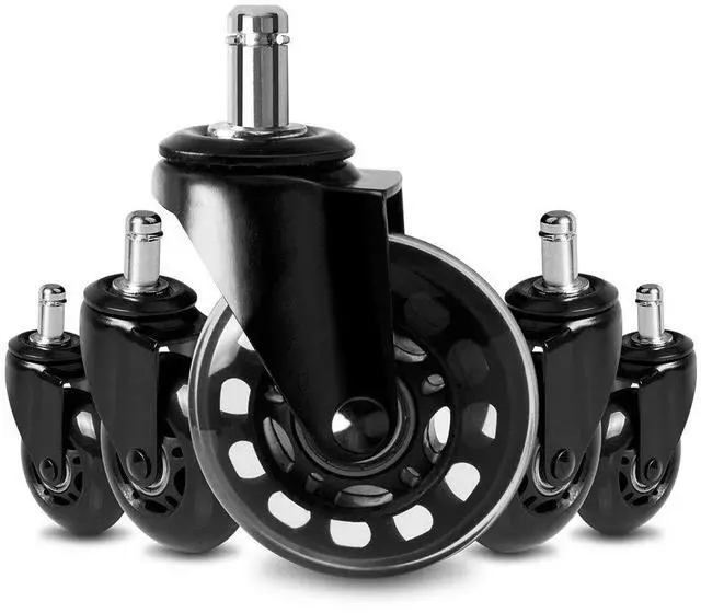 Main image of Office Chair Caster Replacement Wheel for Hardwood Floor and Carpet, Heavy Duty Universal Floor Safe Caster Set of 5,Rubber Wheels Office Chair to Replace Office Chair mats,fits 98% Chairs