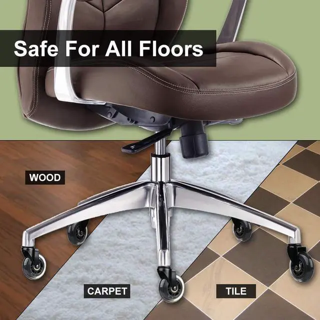 Alt view image 3 of 7 - Office Chair Caster Replacement Wheel for Hardwood Floor and Carpet, Heavy Duty Universal Floor Safe Caster Set of 5,Rubber Wheels Office Chair to Replace Office Chair mats,fits 98% Chairs